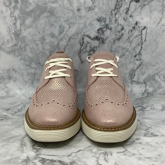 Cole Haan Size 6C Rose Gold Shimmer ØriginalGrand Platform Wingtip Oxford P18-30 - Picture 2 of 8